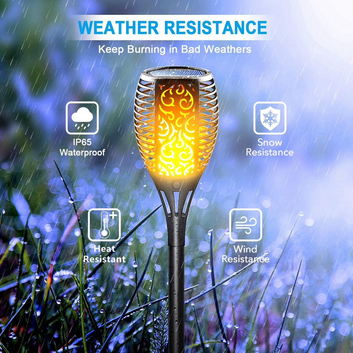 8 Pack Solar Torch Light with Flickering Flame A57007
