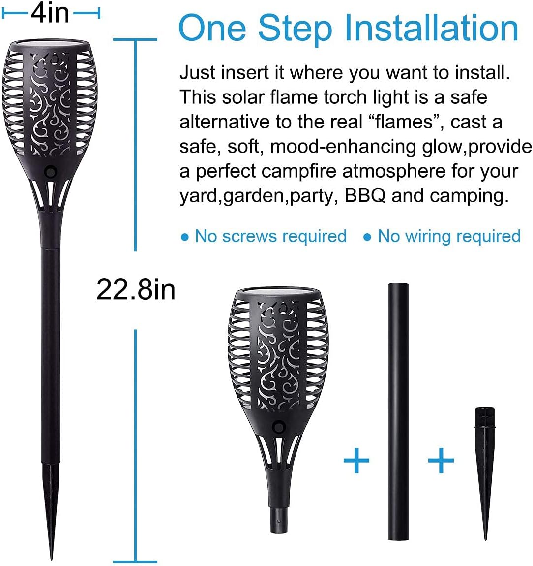 8 Pack Solar Torch Light with Flickering Flame A57007