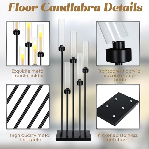 4 Pcs Black Metal Candelabra Candle Holder M398