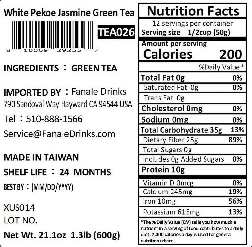 White Pekoe Jasmine Green Tea Loose Leaf Tea C18810