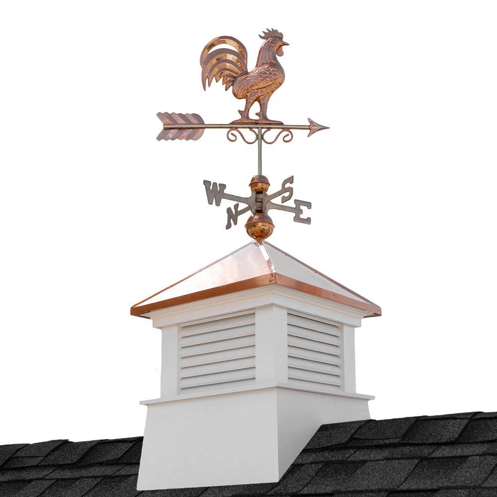 Square Vinyl Cupola with Rooster Weathervane Z754