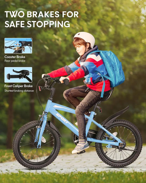 16 Inch Blue Kids Bike with Training Wheels C6276