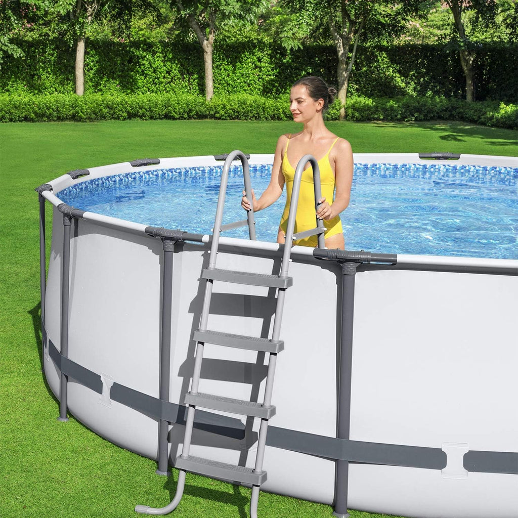 16 x 4 Foot Steel Frame Above Ground Round Swimming Pool Set with Ladder, Cover, Filter Pump C33217