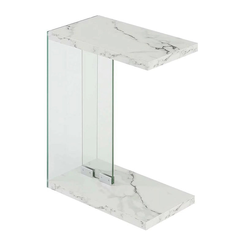 White Faux Marble Wood C End Table R934084