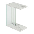 White Faux Marble Wood C End Table R934084