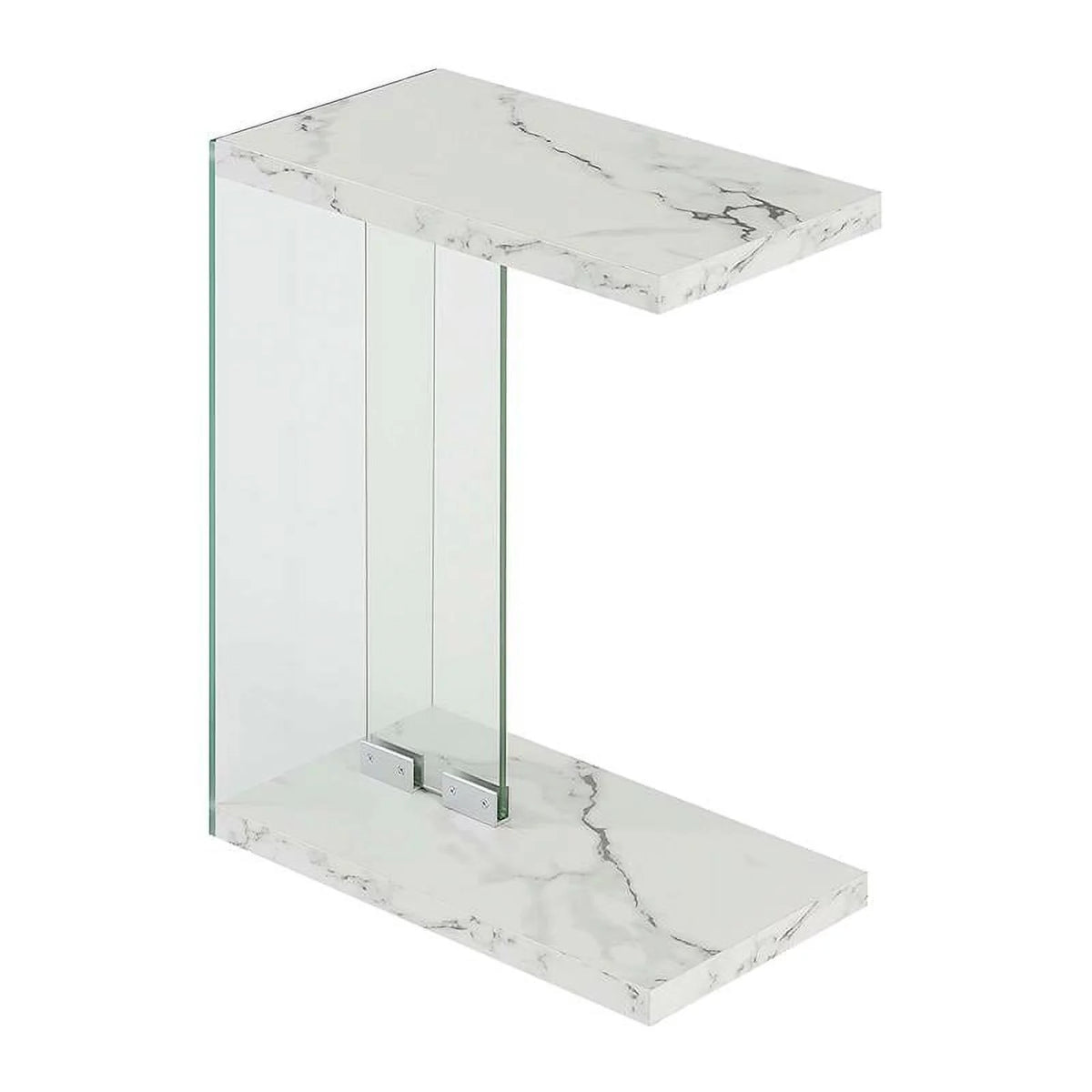 White Faux Marble Wood C End Table R934084