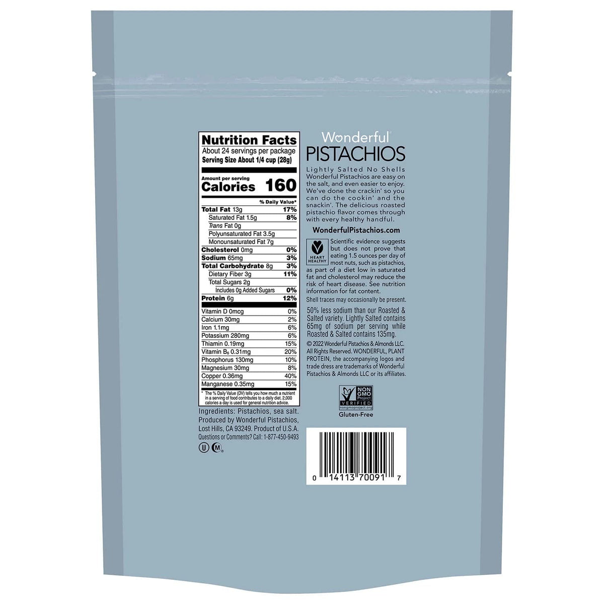 Roasted and Lightly Salted Pistachios, No Shells (24 Ounce) Q4933
