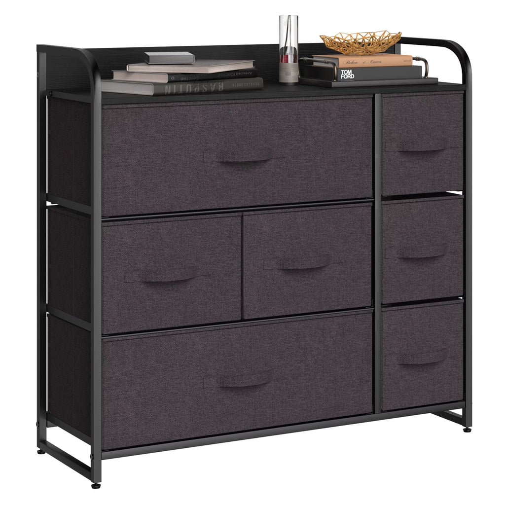 Light Gray 7 Drawer Fabric Dresser A8967