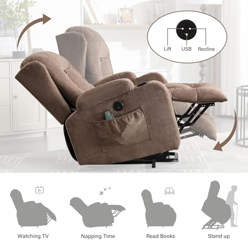 Blue Power Lift Recliner Chair with Heat and Massage C5728