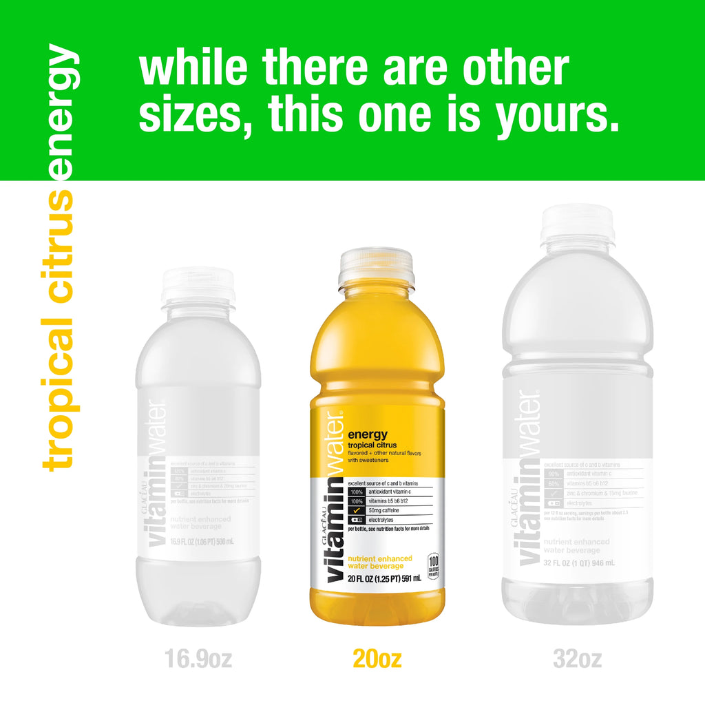 Tropical Citrus Vitaminwater, 20 Fl Oz, 12 Count Bottles L2791