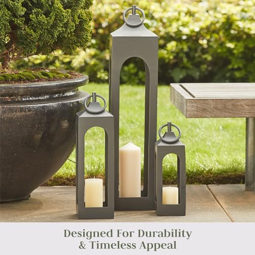 Large Black Metal Lantern with Glass Panels X59178
