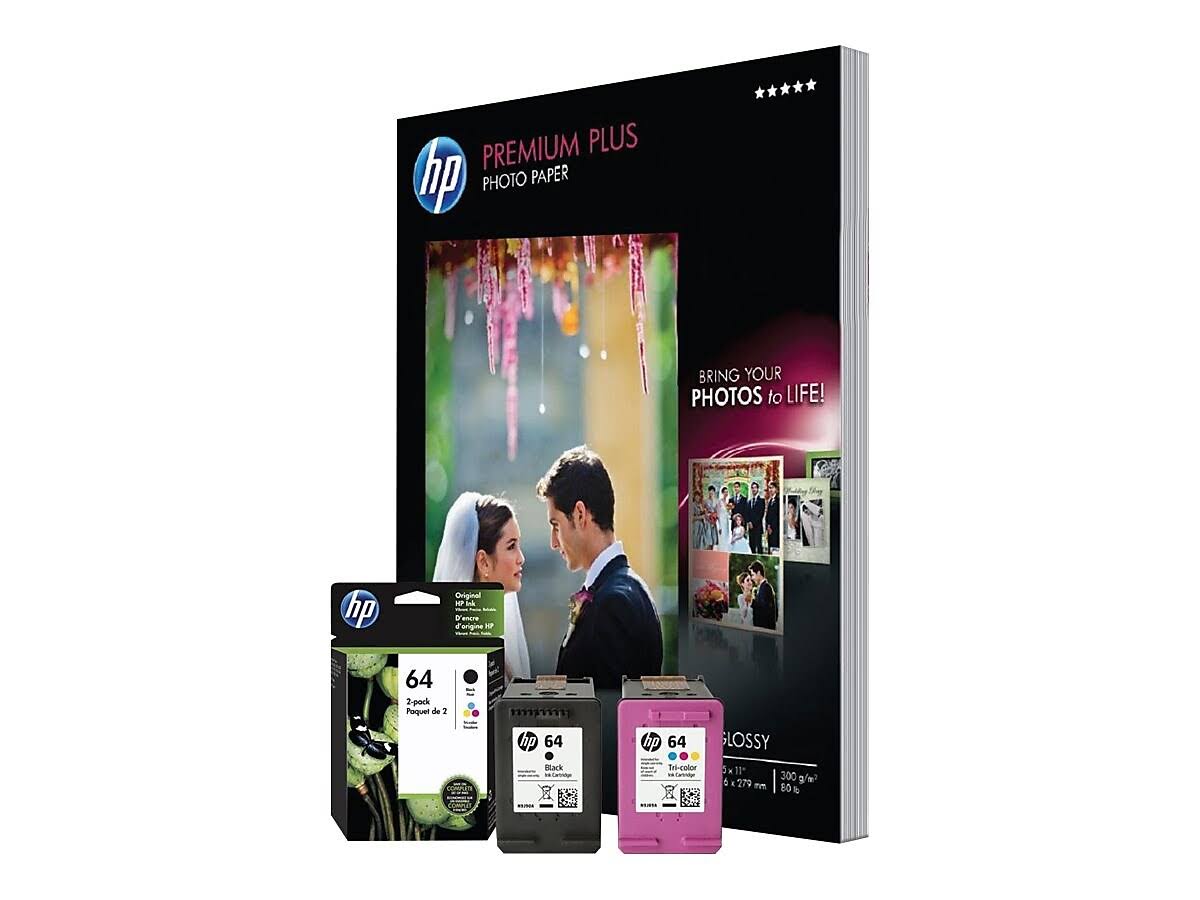 HP 64 Ink and Photo Paper Value Pack M26974