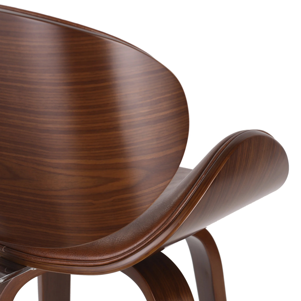 Cognac Brown Walnut Upholstered Swivel Barstool O230