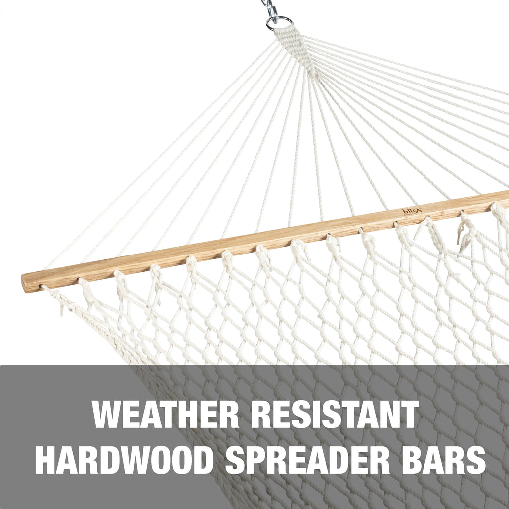 White Cotton Rope Hammock with Spreader Bar, 60-in. Wide, 450 lb. Capacity K592205