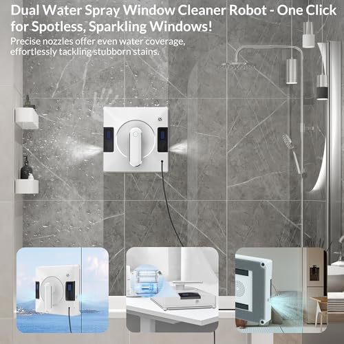 Window Cleaning Robot with Dual Water Spray, 3800pa Suction, App & Remote Control A65895