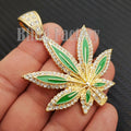Iced Marijuana Leaf Pendant & 16" 18" 20" Iced Tennis Chain Necklace C57450