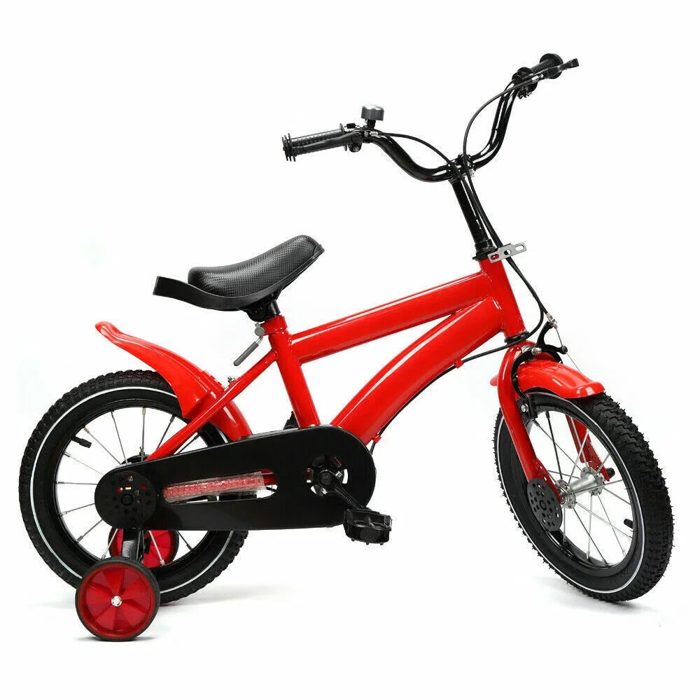 Yellow 14 Inch Kids Bike with Training Wheels D3277