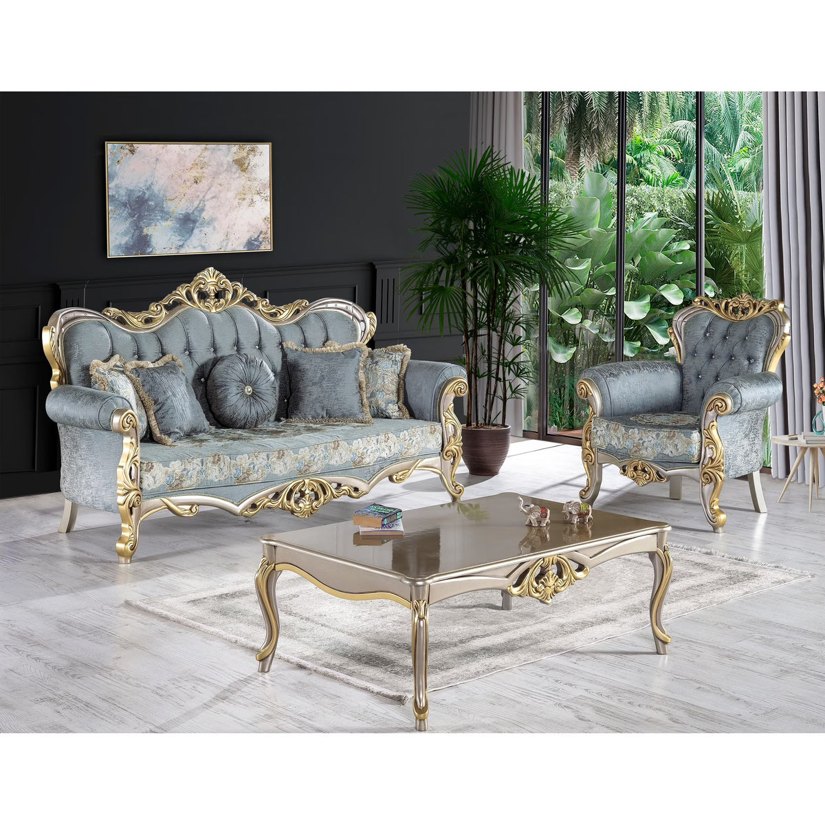 3 Pieces Living Room Set Sofa Chair Coffee Table T601