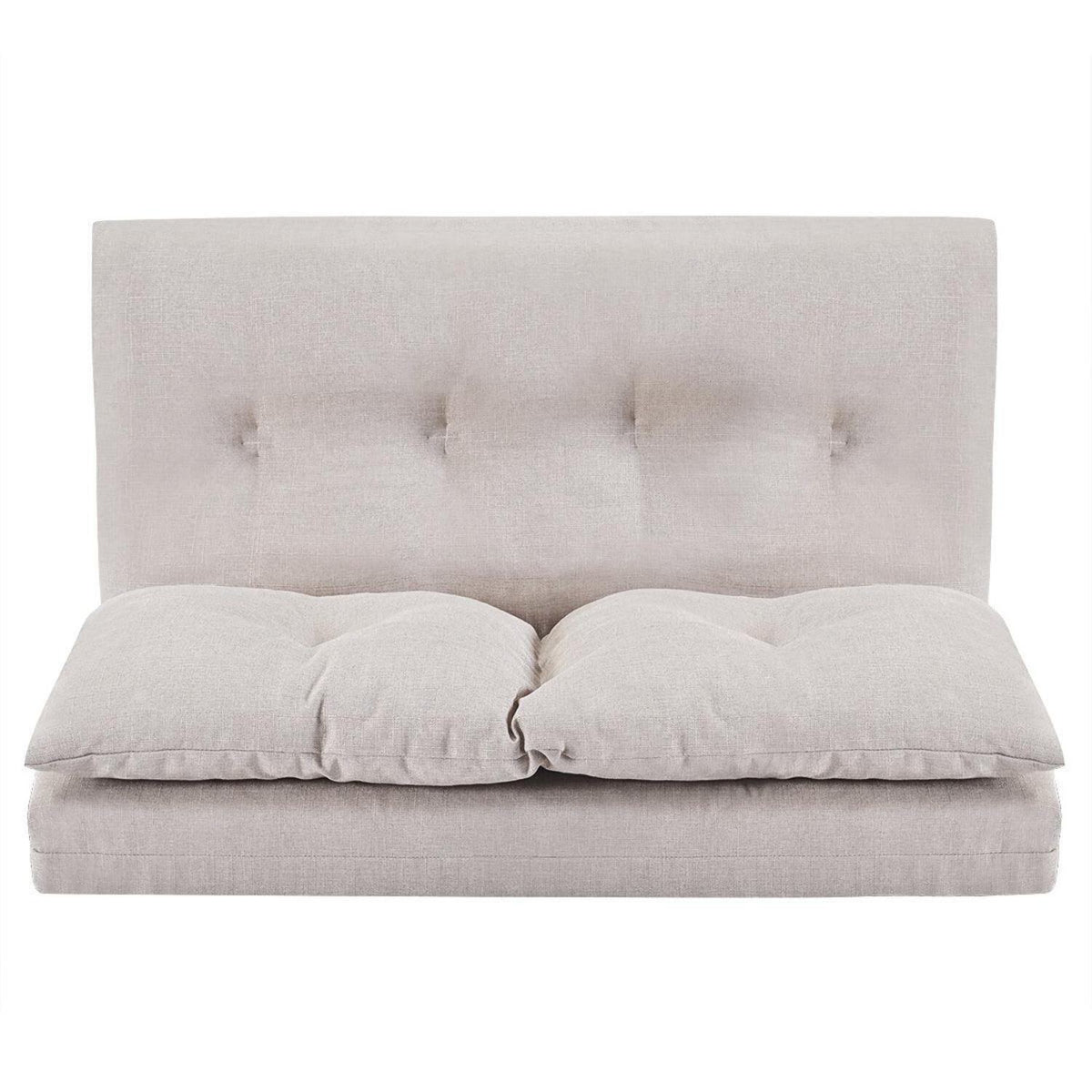 Beige Fabric Folding Chaise Lounge Sofa Floor Couch Q810099