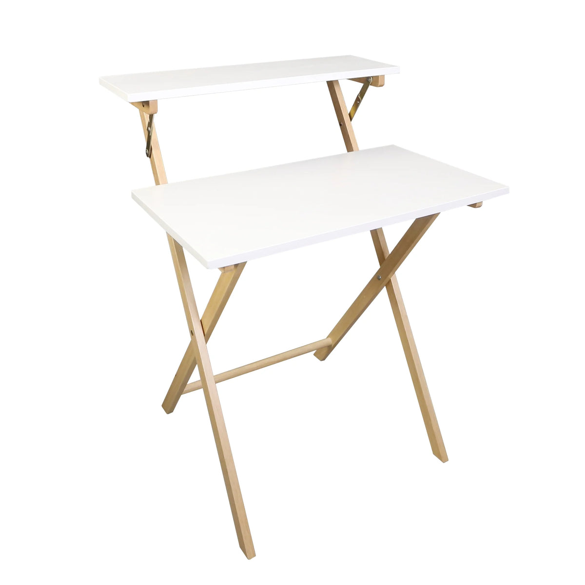 Solid Wood 2-tier Folding Laptop Desk R48991