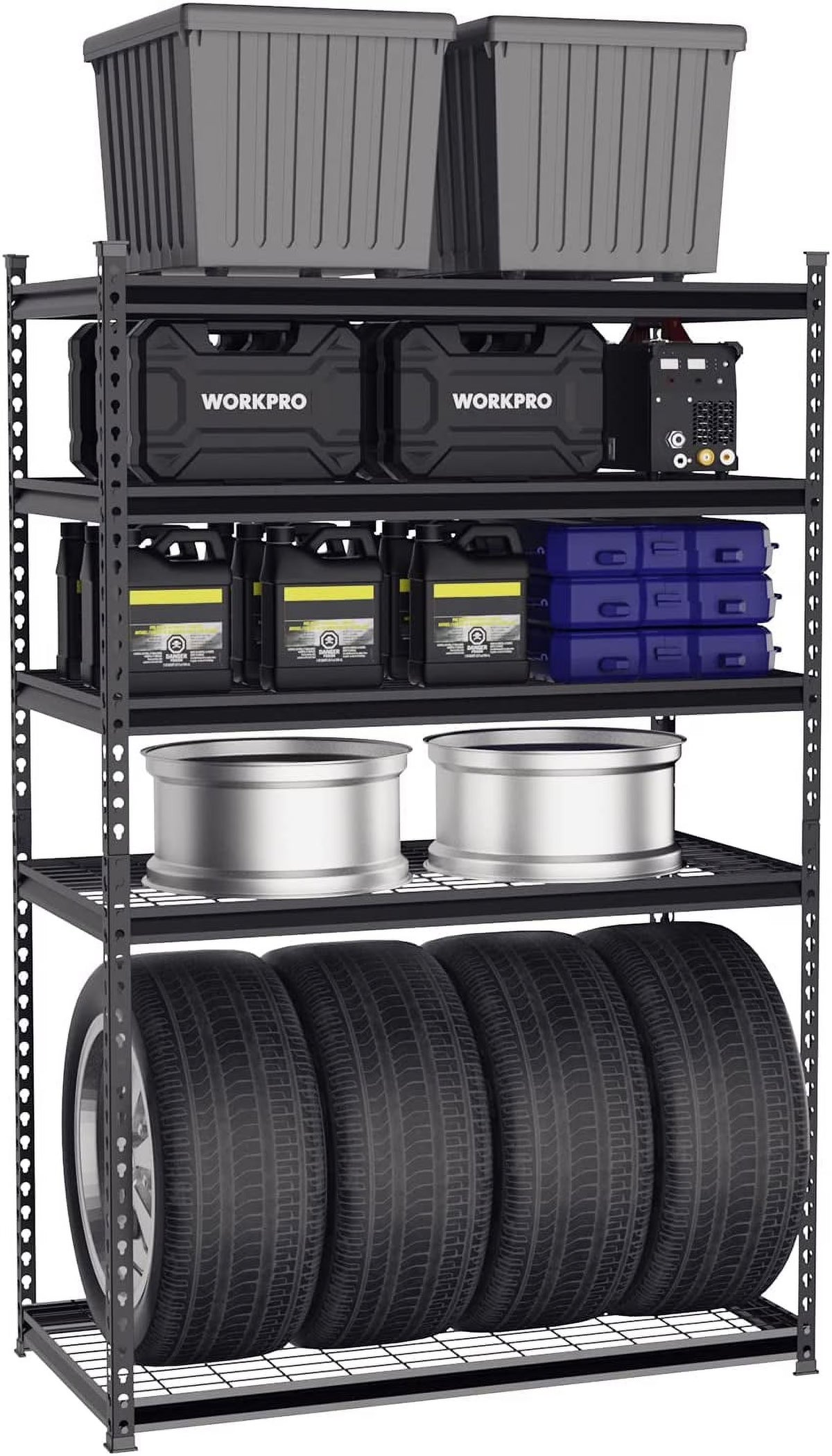 5-Tier Metal Shelving Unit, 48”W x 24”D x 72”H, Heavy Duty Adjustable Storage Rack, 4000 lbs Load Capacity E1106