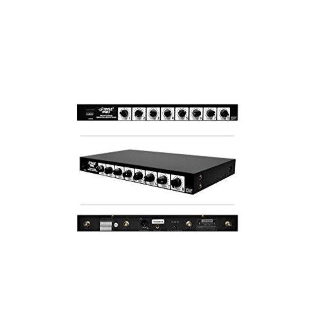 8 Channel Wireless Microphone System with 8 Clip Lavalier Lapel & 8 Headset Microphones, Receiver Base A2489