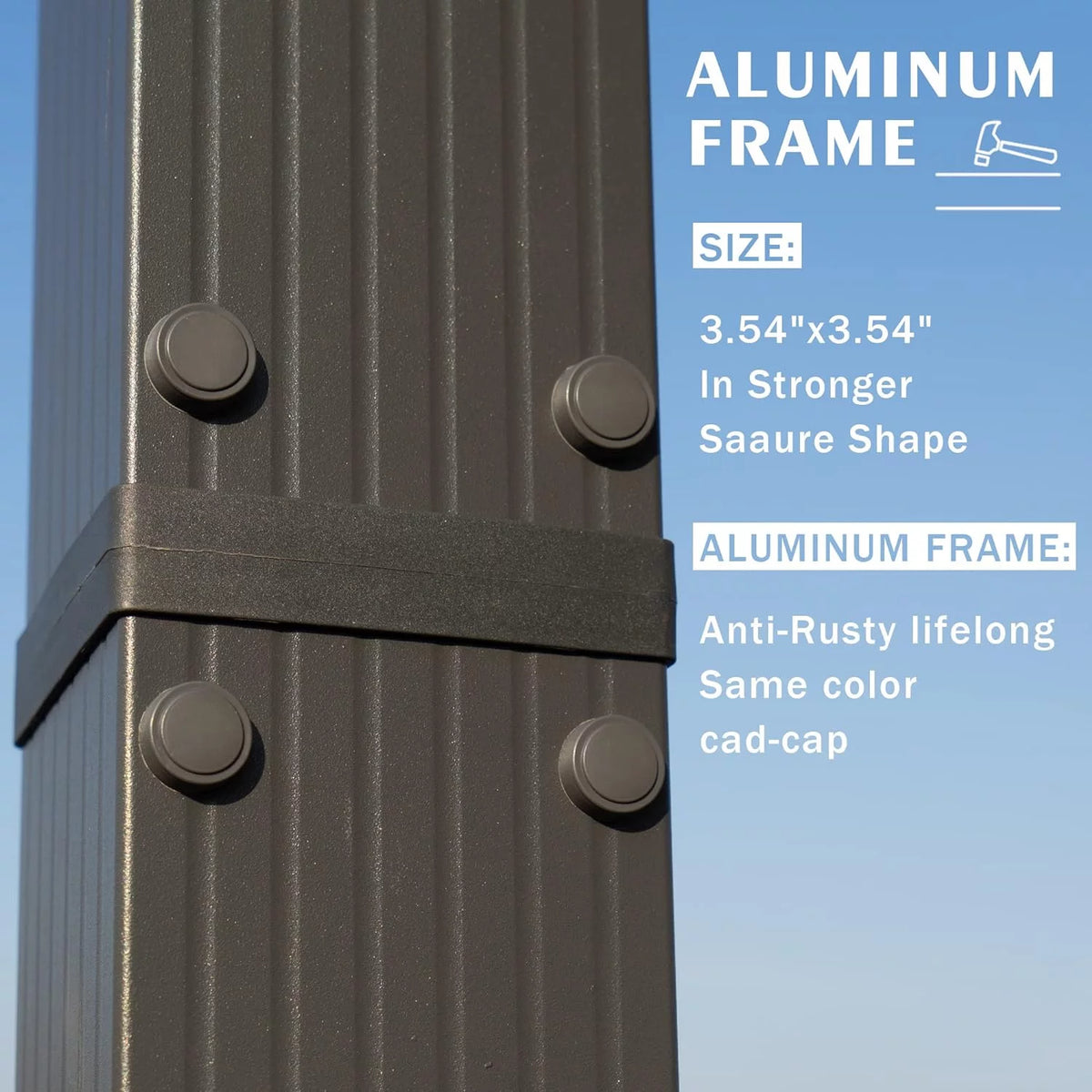 Extra-Large Gray Aluminum Frame Pergola with Sunshade Canopy 10' x 13' P799446