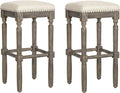 Kitchen Counter Barstool 30 Inch Seat Height Taupe Set of 2 G7121