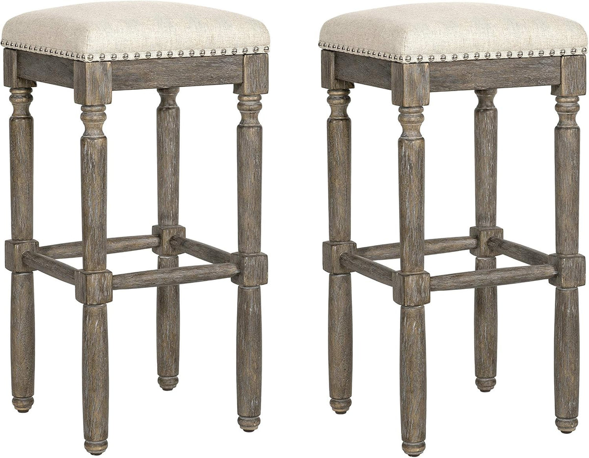 Kitchen Counter Barstool 30 Inch Seat Height Taupe Set of 2 G7121