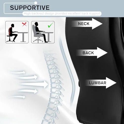Black Height Adjustable PU Leather Ergonomic Office Chair V6583