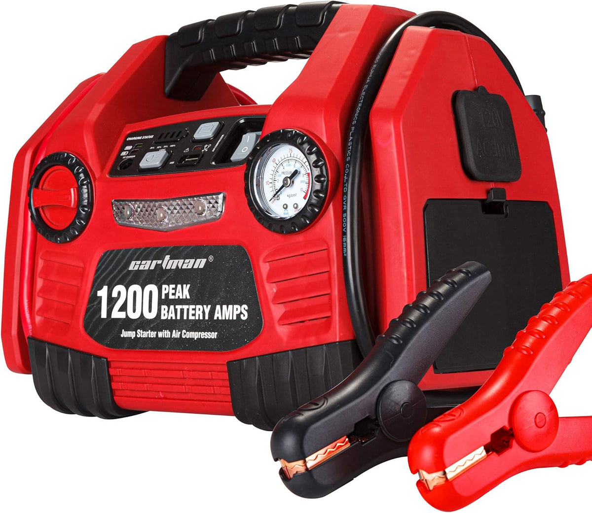 12V Portable Power Station Jump Starter with Air Compressor, 150PSI Tire Inflator, Battery Clamps H758