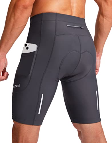 Men's Bike Shorts 3D Padded Cycling UPF 50+ Zipper Pockets N4892