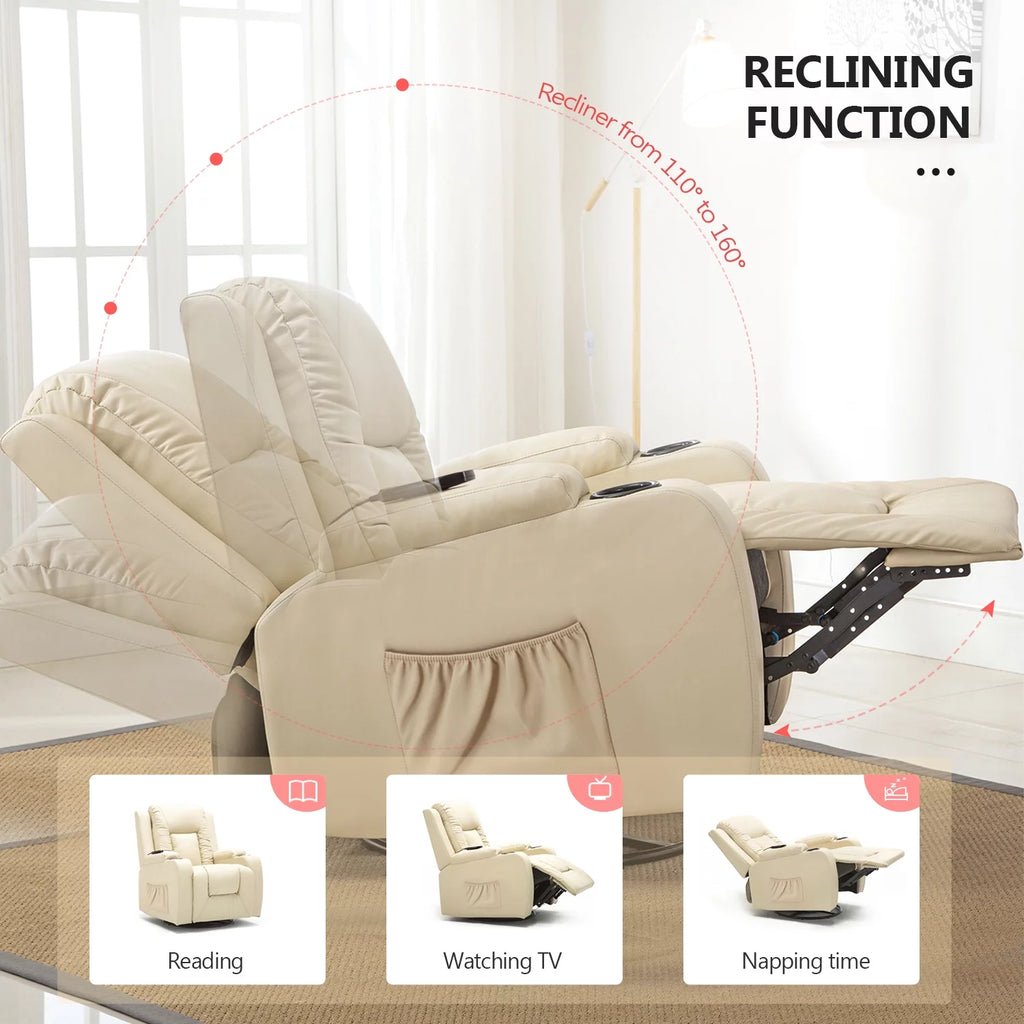Black PU Leather Heated Massage Recliner Chair P368