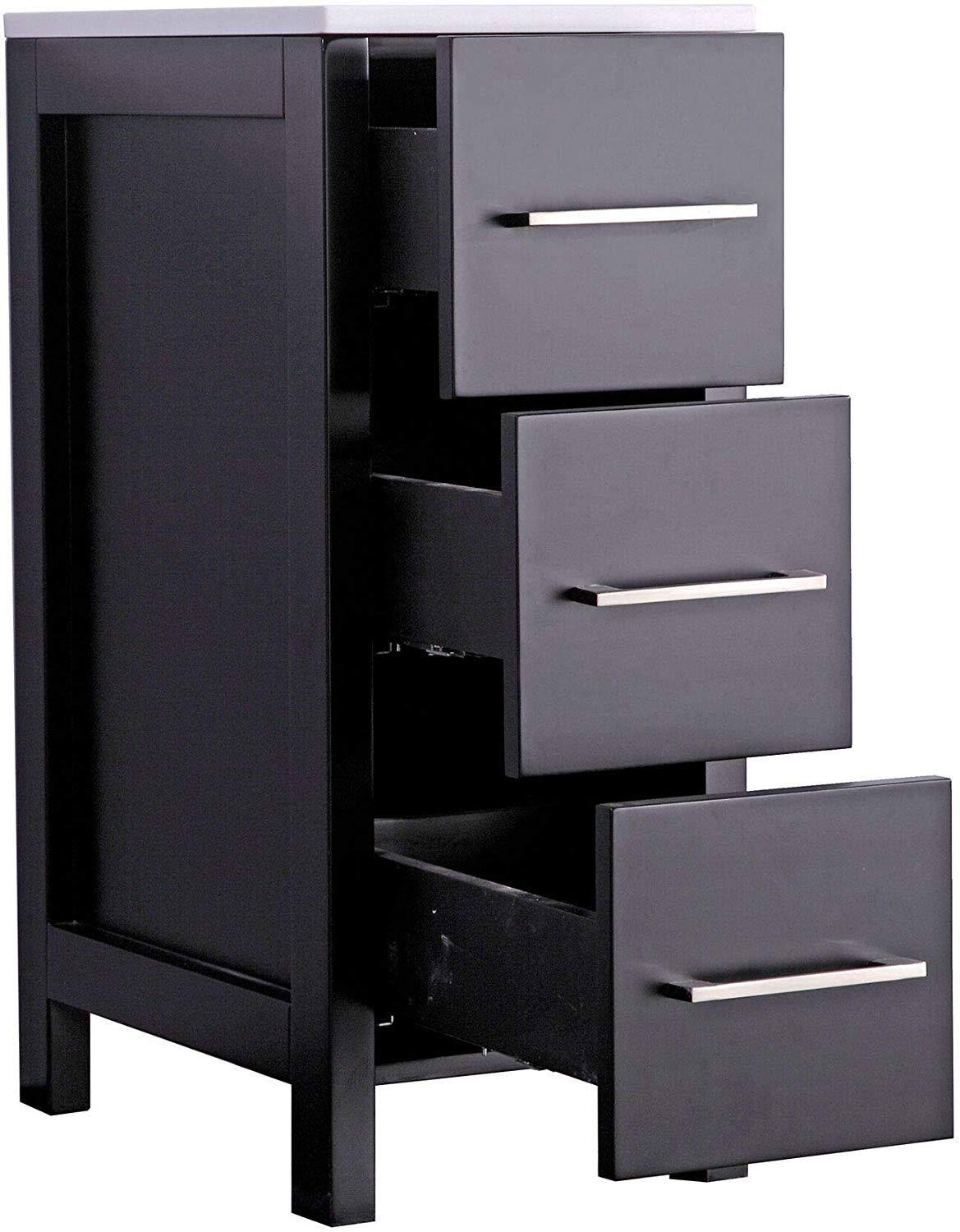 12 inch Wide Bathroom Vanity Cabinet with Ceramic Top H91067