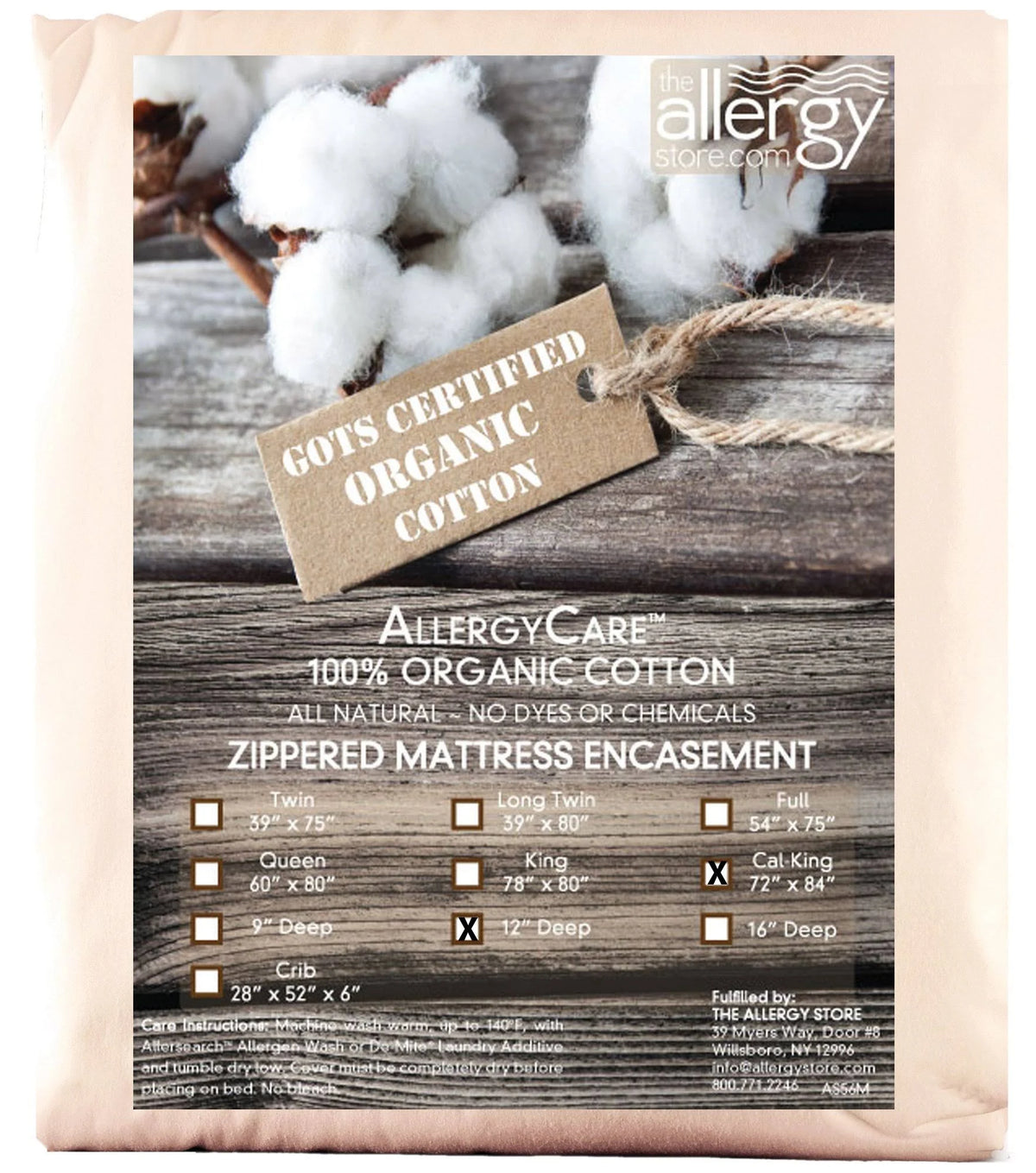 Organic Cotton California King Mattress Protector U189