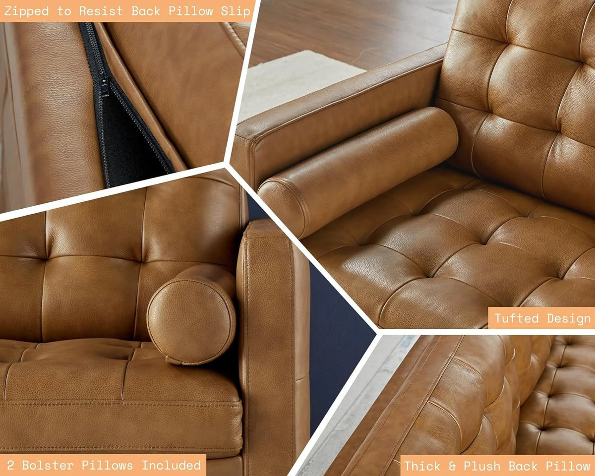 Brown Leather 2 Piece Set 3 Seater Sofa E437736