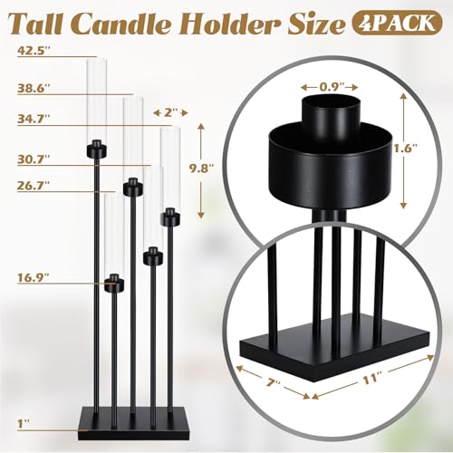 4 Pcs Black Metal Candelabra Candle Holder M398