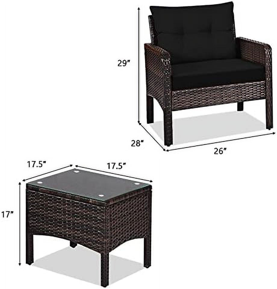 3 Piece Outdoor Rattan Sectional Sofa Set with Seat Cushions J495