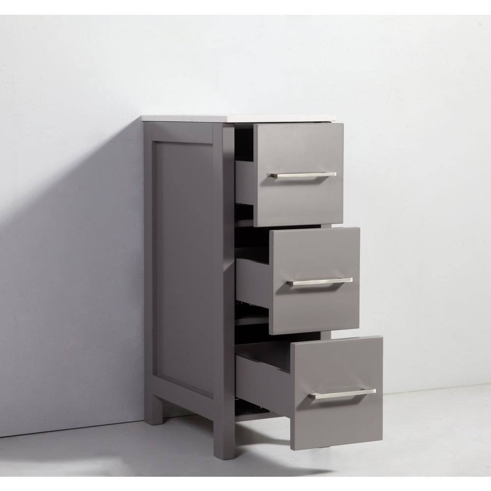 12 inch Wide Bathroom Vanity Cabinet with Ceramic Top H91067
