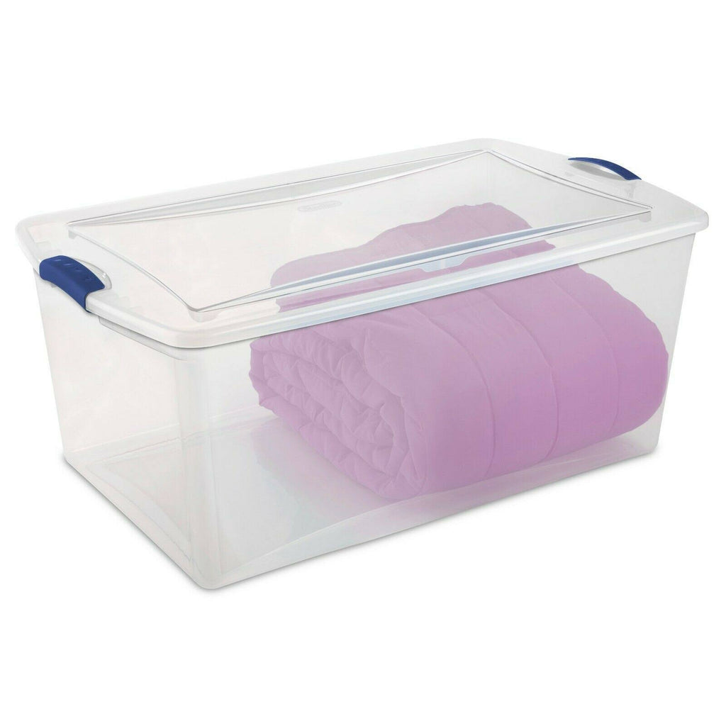 Set of 4 Large Clear Plastic Storage Containers 105 Quart E445
