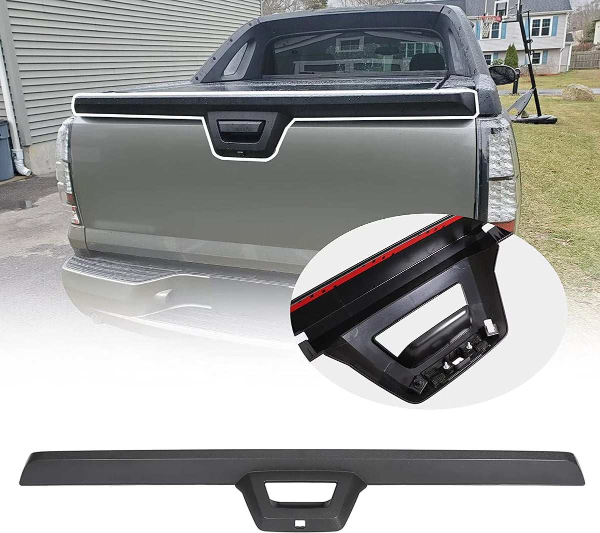 Black Textured Tailgate Spoiler with Camera Hole D707