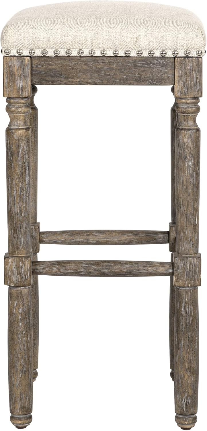 Kitchen Counter Barstool 30 Inch Seat Height Taupe Set of 2 G7121