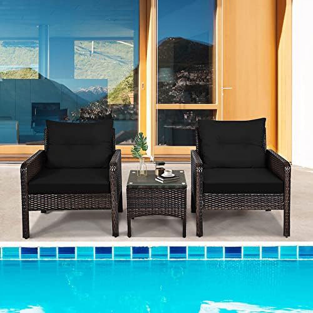 3 Piece Outdoor Rattan Sectional Sofa Set with Seat Cushions J495