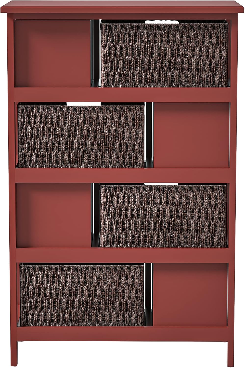 Red Storage Cabinet with 4 Drawers and 4 Baskets N817748