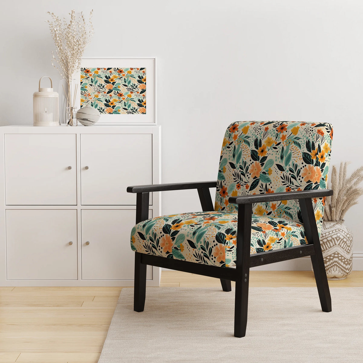 Upholstered Cottage Accent Chair and Floral Arm Chair I995