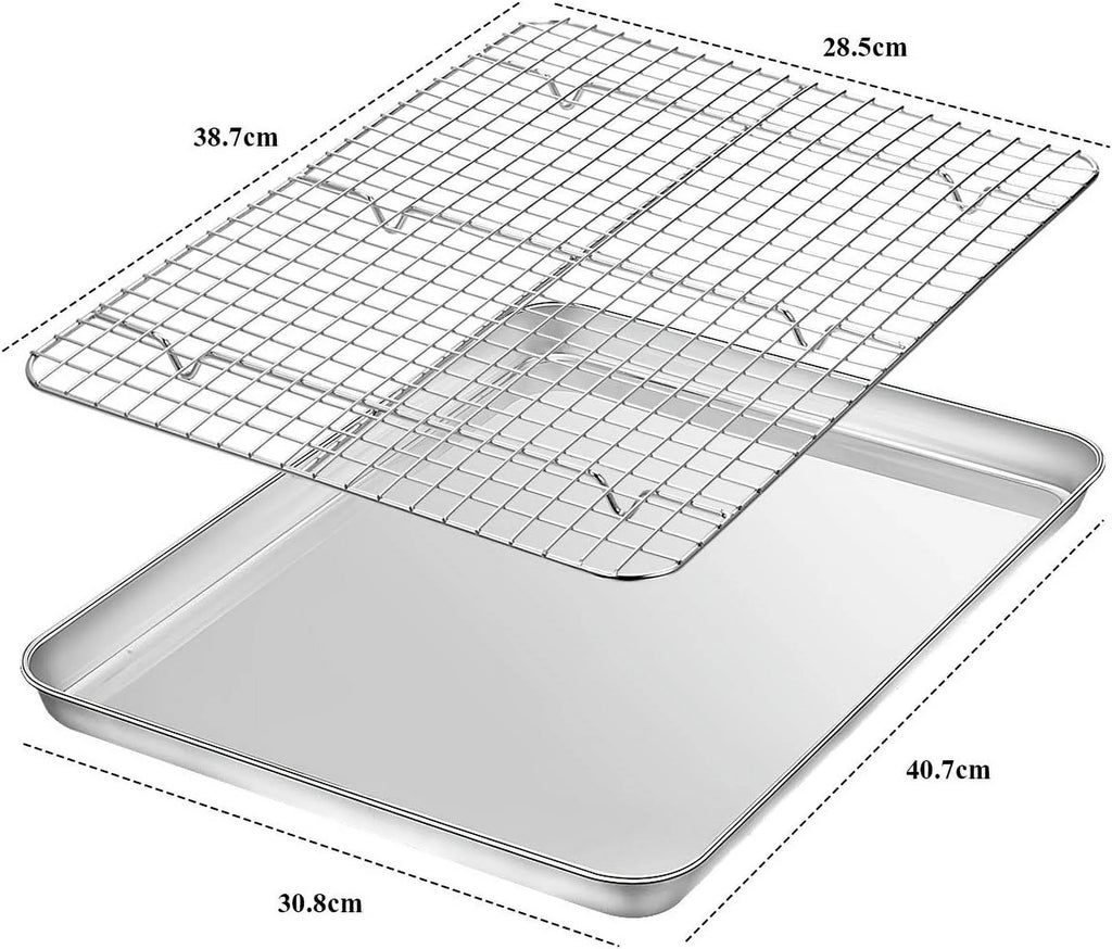 Stainless Steel Baking Sheet with Rack Set 16 x 12 Inch E996914