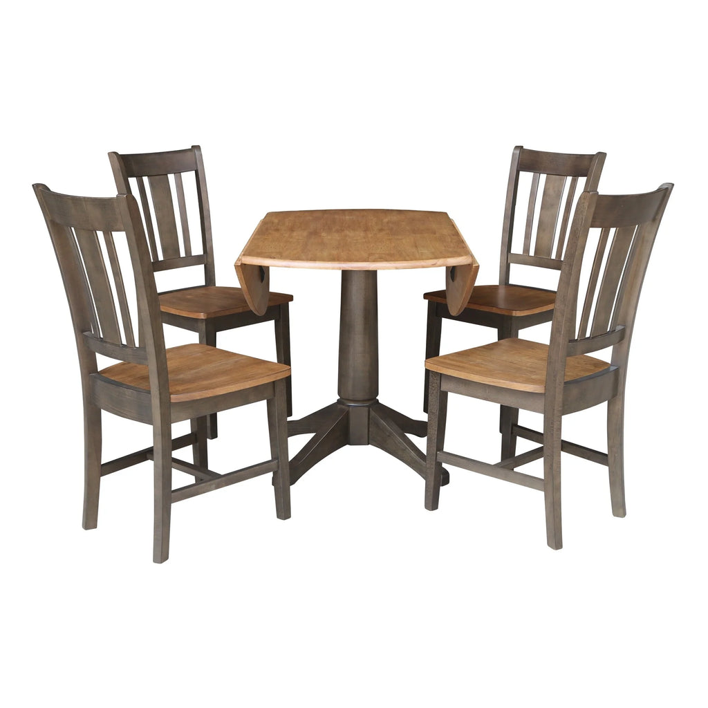 42 in. Round Drop Leaf Dining Table with 4 Chairs V78659