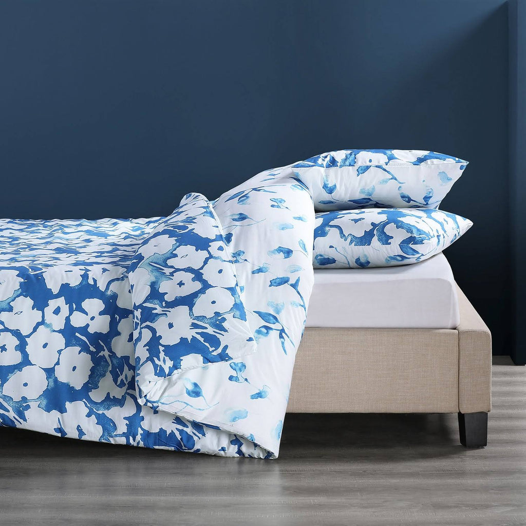 Ocean Blue Cotton Percale Reversible Duvet Cover Set S3522