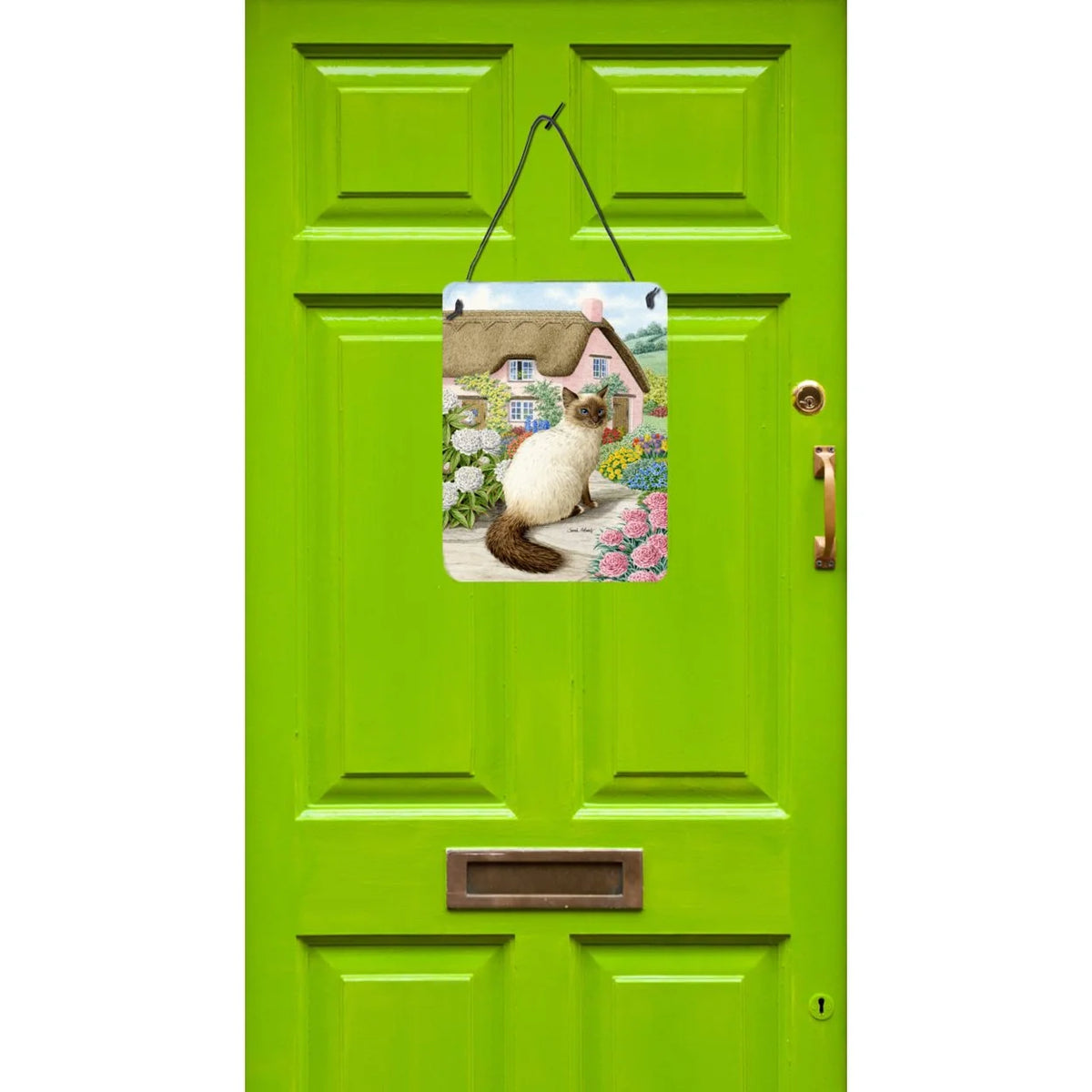 Birman Cat and Cottage Wall Hanging Prints, 12x16, multicolor D4434