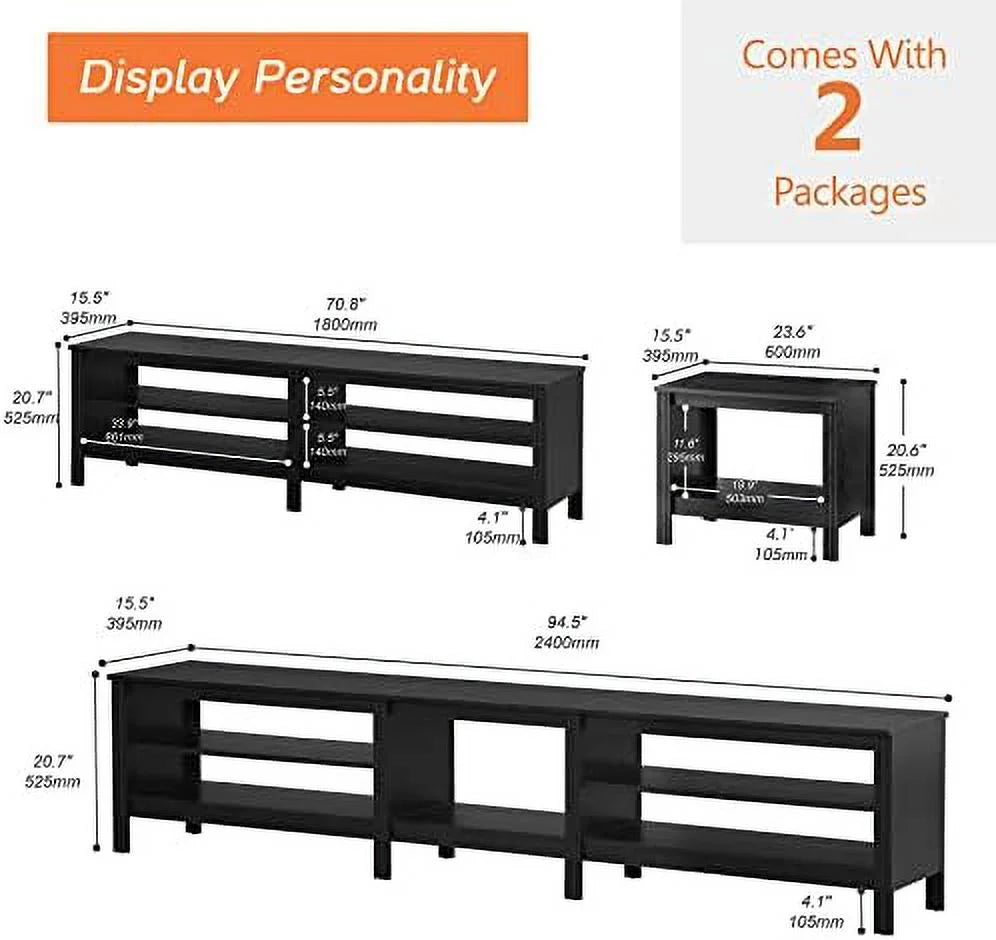Black TV Stand with 16 Color LED up to 75 Inches N9771
